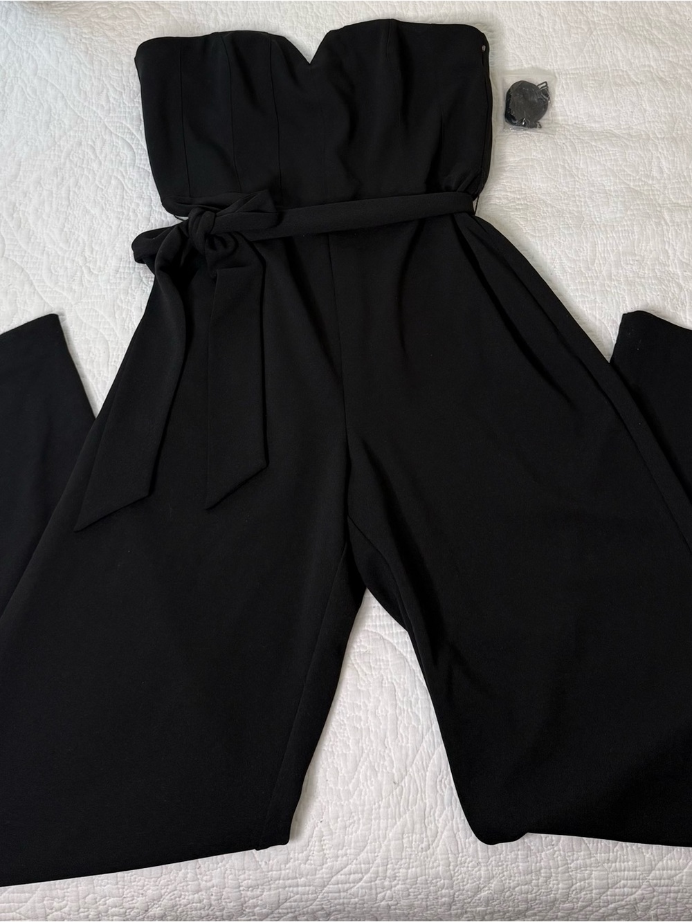 WHBM black strapless convertible wide leg jumpsuit - size 10